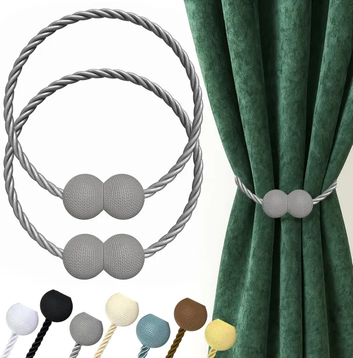 Magnetic Curtain Tiebacks — 2-Pack Decorative Drapery Holders