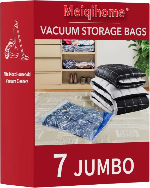 MEIQIHOME Jumbo Vacuum Storage Bags — Sealable Space-Saving Set