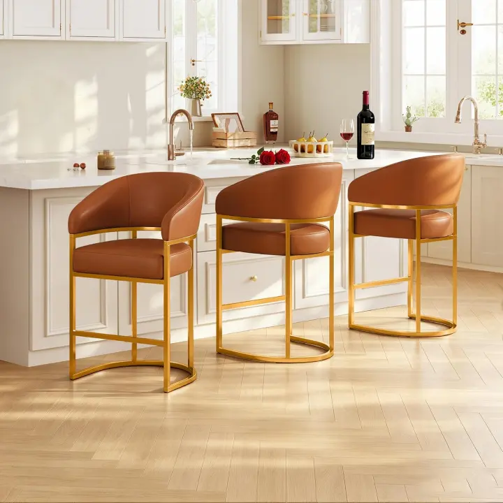 Modern Counter-Height Barrel Bar Stools — Set of 3 (26")