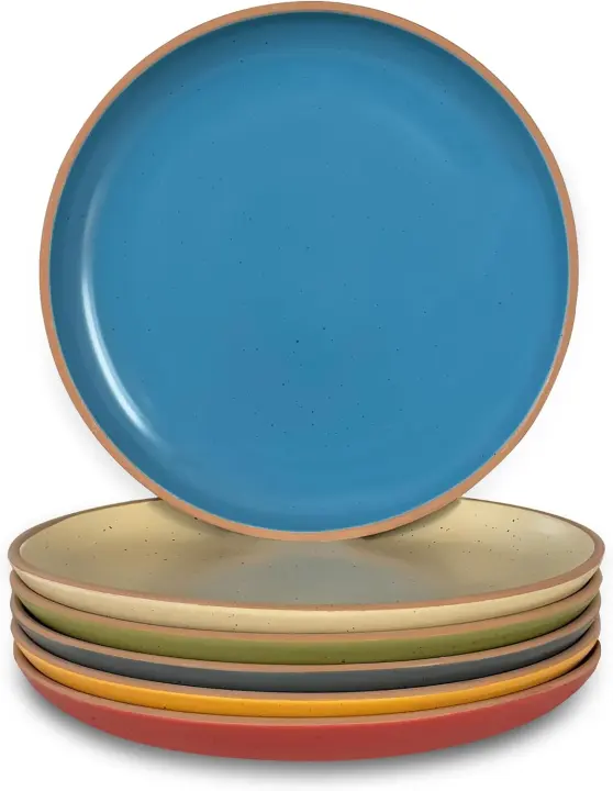 MORA Ceramic Matte Plates, 7.8 in — Set of 6 Small Dinner Plates