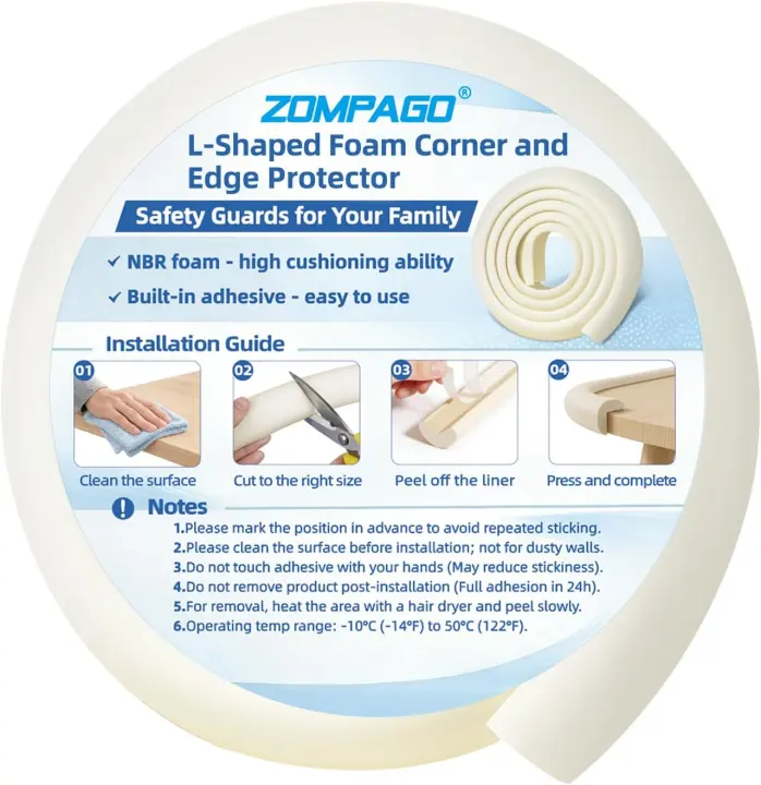 NBR Foam Baby Corner & Edge Protectors — 1.8in × 6.6ft Safety Strip