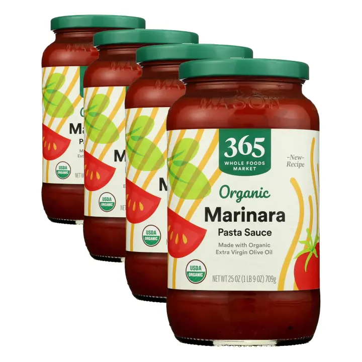 Organic Marinara Pasta Sauce — 25 oz Glass Jars, Pack of 4