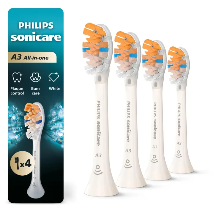 Philips Sonicare A3 All-in-One Replacement Brush Heads — 4-Pack (White)