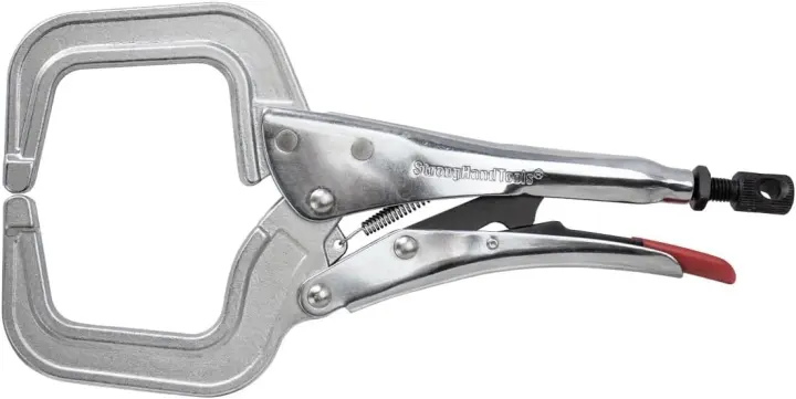 PR115 11" Locking C‑Clamp Pliers — Round Tip Welding Clamp