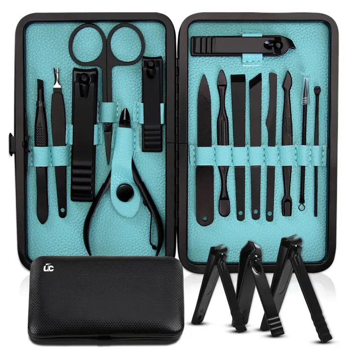 Professional Stainless Steel Manicure & Pedicure Kit — 16-Piece Grooming Set
