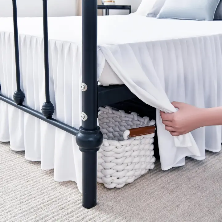 Queen Ruffled Bed Skirt — 16-Inch Drop Platform Skirt with Split Corners