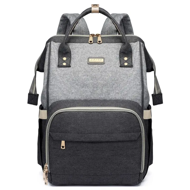 Quilted Diaper Bag Backpack with Changing Pad & Insulated Pockets