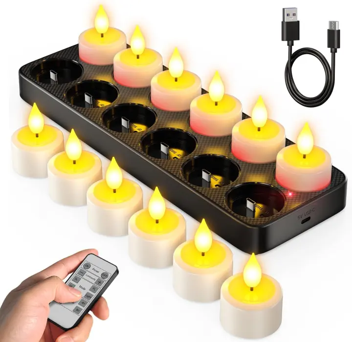 Rechargeable LED Tea Lights with Remote and USB‑C Charging