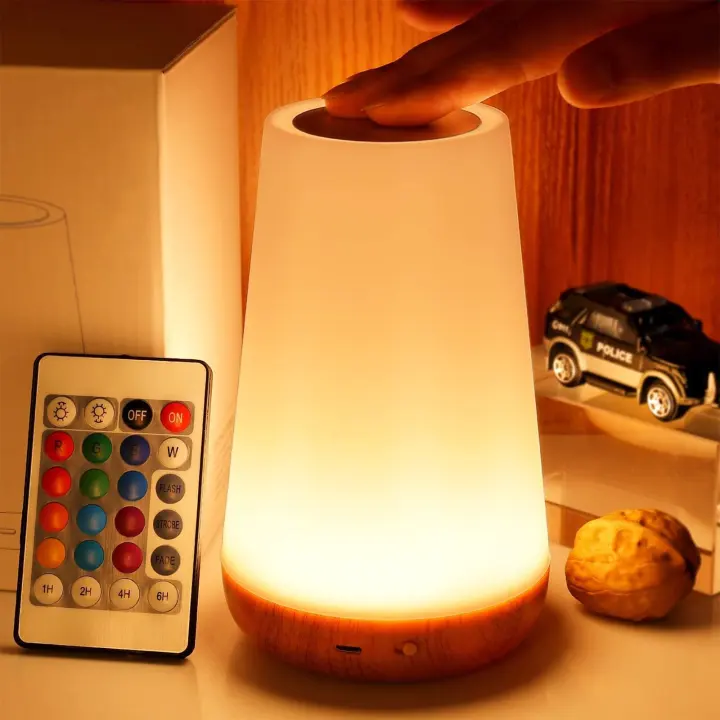 Rechargeable Touch Color Night Lamp — 13-Color Table/Bedside Light (Brown)