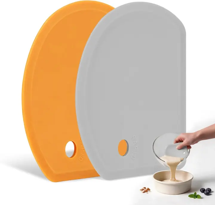Silicone Bowl Scraper with Stainless-Steel Core — Flexible Dough & Bench Scraper