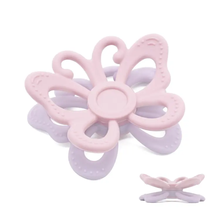 Silicone Butterfly Teether for 3M+ — Double-Layer Spinning Teethers