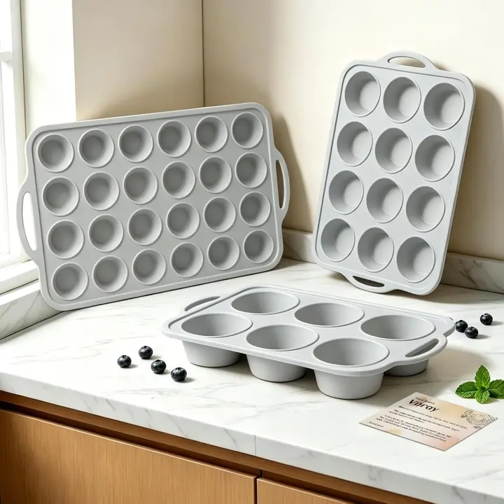 Silicone Muffin Pan Set — Jumbo, Standard & Mini Cupcake Molds (3-Pack)