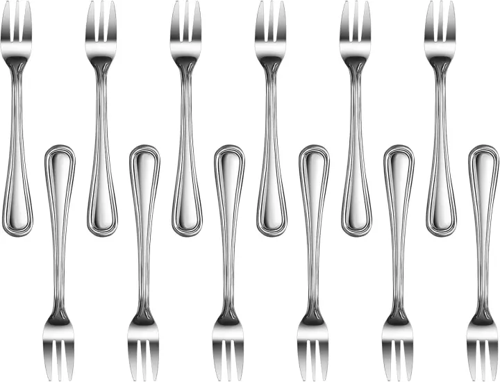 Slimline 18/0 Stainless Steel Oyster Forks — 5.4 in, Set of 12