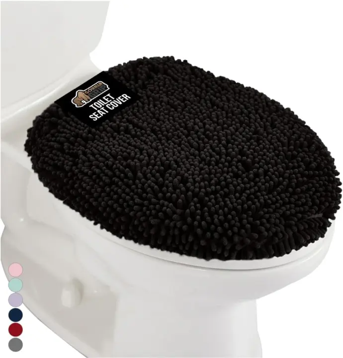 Soft Chenille Toilet Lid Cover — Non-Slip 19.5 x 18.5 Toilet Cover