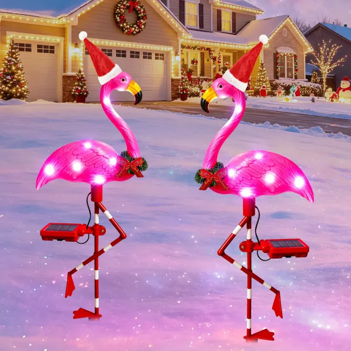 Solar Flamingo Garden Lights — 2-Pack Pink Holiday Lawn Ornaments