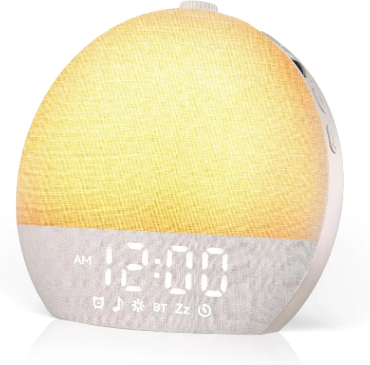Sunrise Alarm Clock & White Noise Machine with Bluetooth Speaker (White/Khaki)