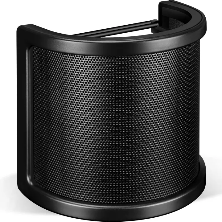 Three-Layer Microphone Pop Filter — Mesh, Foam & Fabric Windscreen
