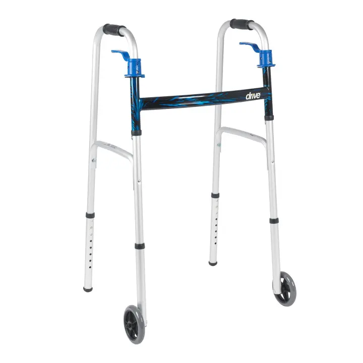 Trigger-Release Folding Walker with Contoured Hand Grips