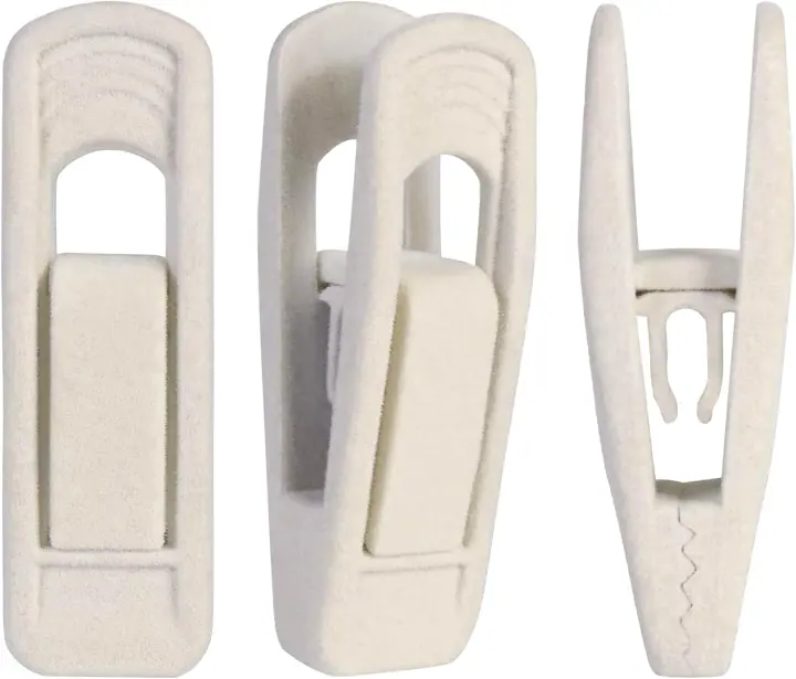 Velvet Hanger Clips — Strong Finger Grips for Slim Pants (20-Pack, Beige)