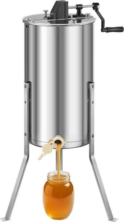 VEVOR 2-Frame Manual Honey Extractor with Clear Lid and Adjustable Stand