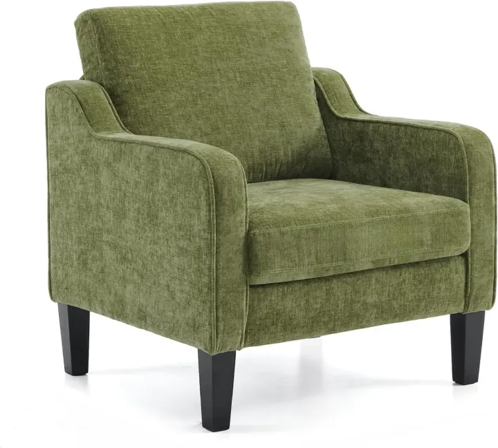 VINGLI Mid-Century Chenille Accent Armchair — Compact Living Room Chair