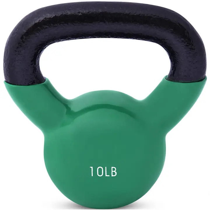 Vinyl-Coated Cast Iron Kettlebell — Flat Bottom, 10 lb (Green)