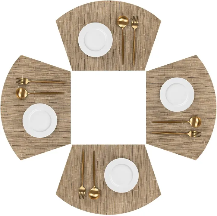 Wedge-Shape Vinyl Placemats Set of 4 for Round Tables