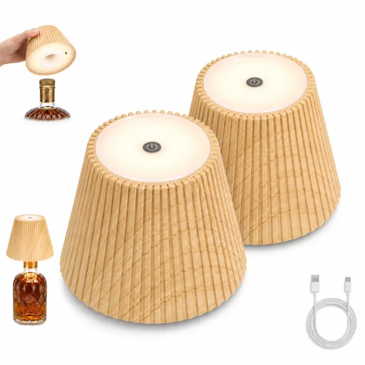 WILIT 2-Pack Rechargeable Wireless Bottle Lamp Shades