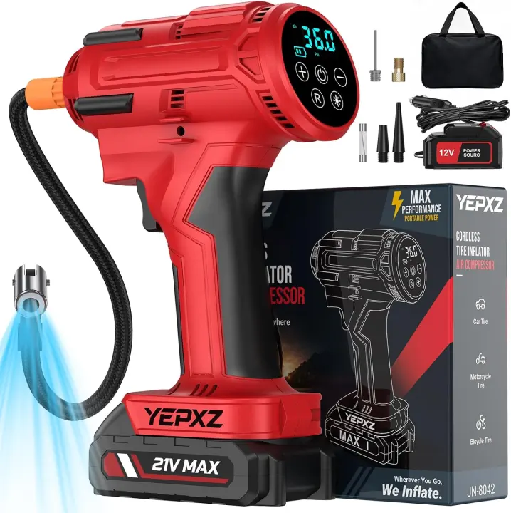 YEPXZ Cordless Tire Inflator — Portable 160 PSI Air Compressor
